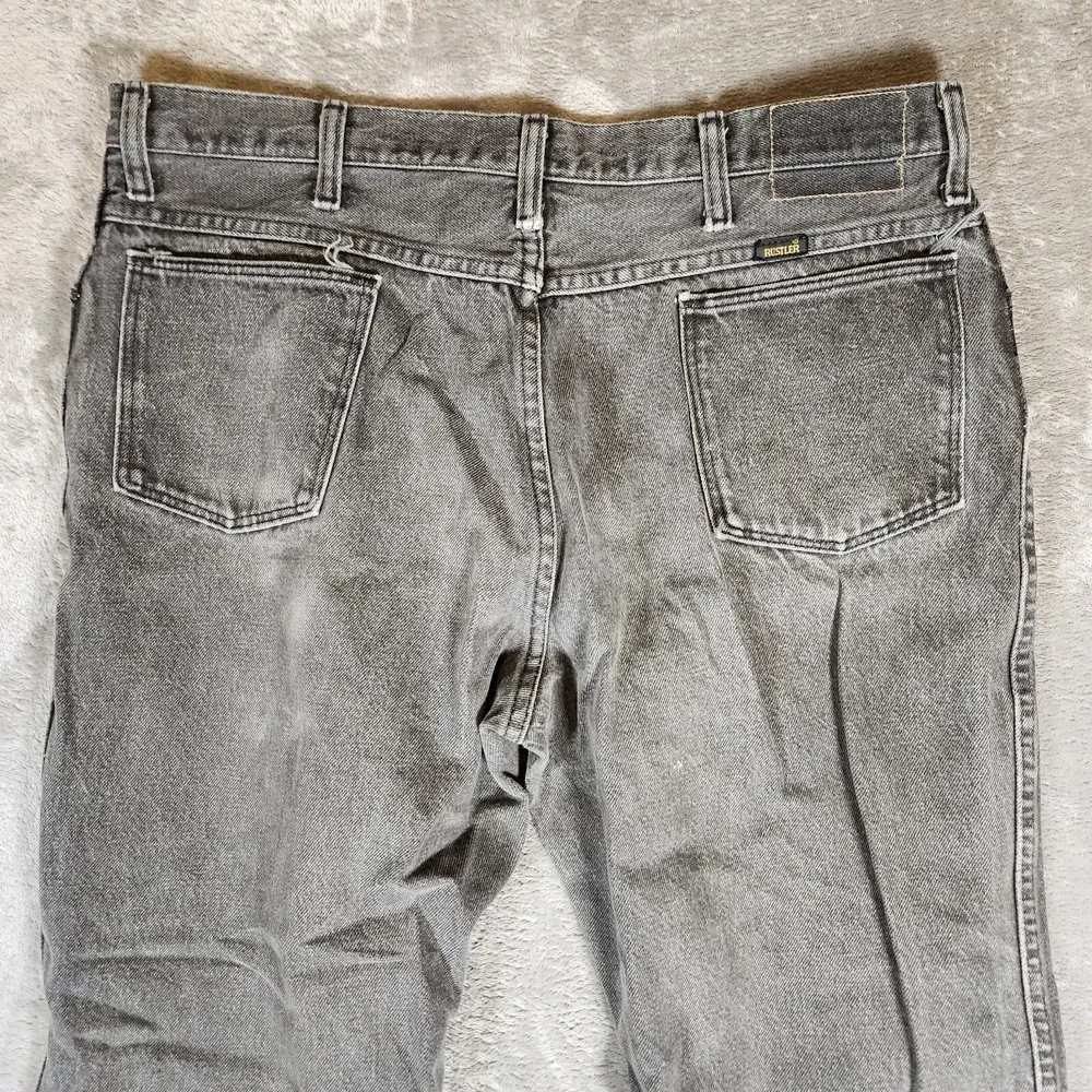 Vintage Rustler Jeans Men's 36X31 (Tag 38x32) Black Distressed Grunge‎ 87655BK